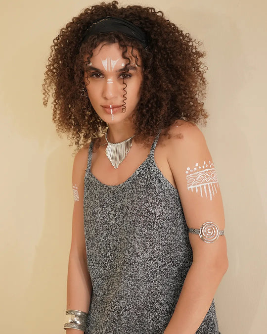 Silver String Slip Spinder Long Dress for Women&