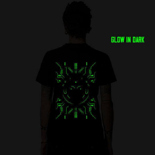 DJ Skull UV Reactive &amp; Glow in the Dark zwart T-shirt