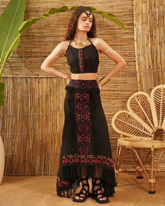 Tribal Aya Embroidered String Bra Top