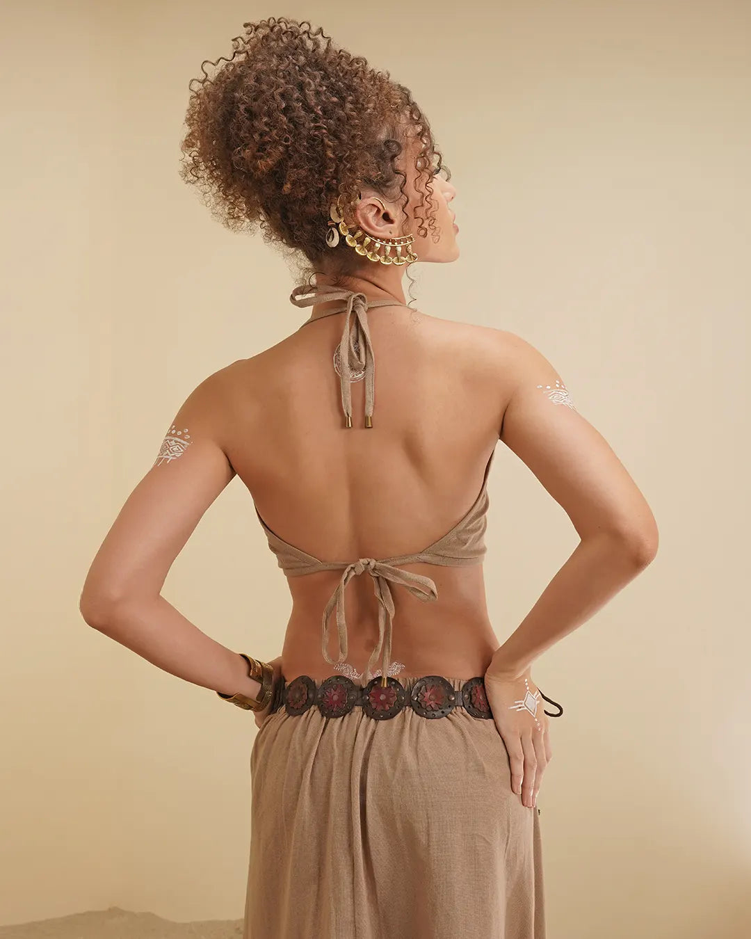 Tao Pay Block Print String Bra Top