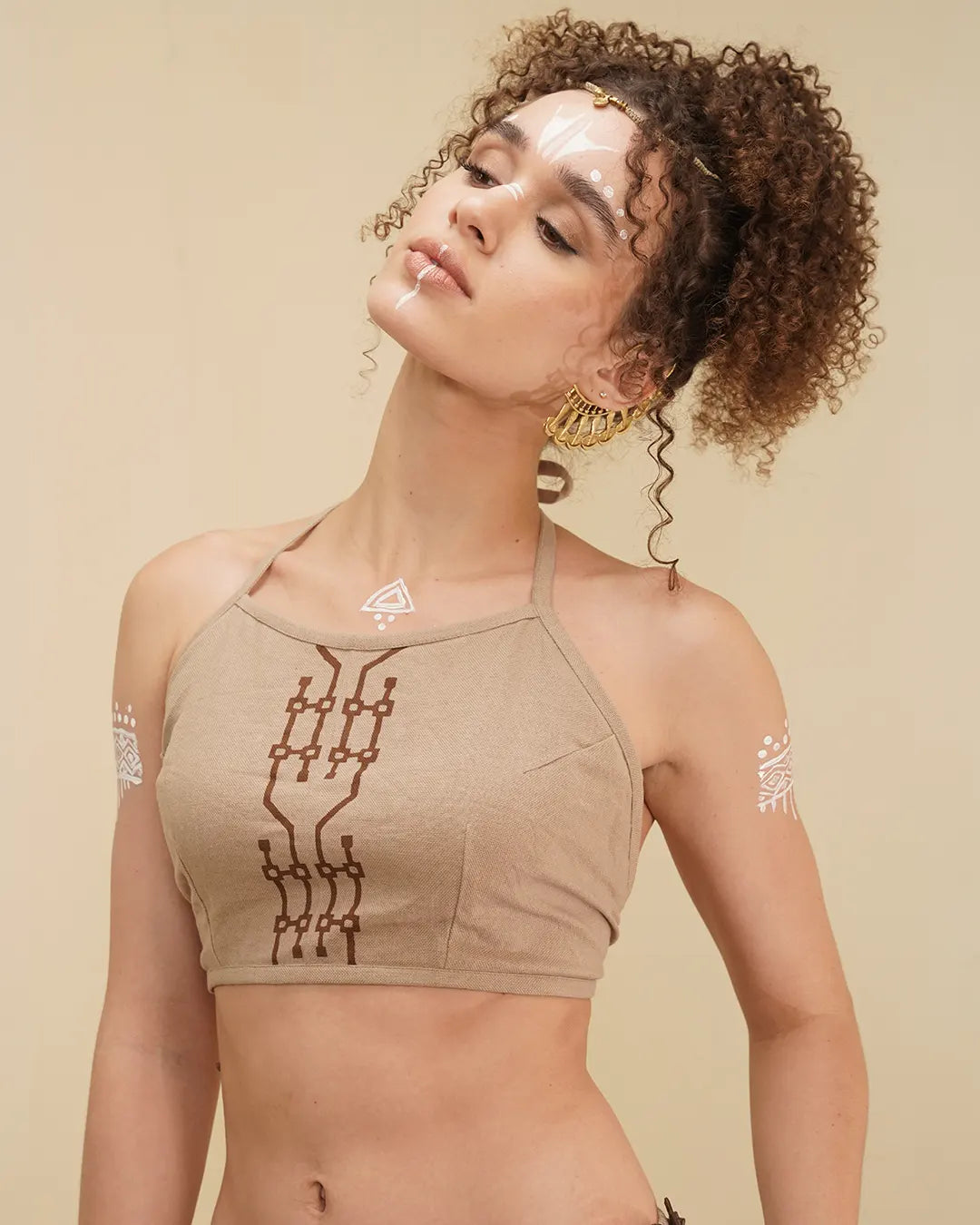 Tao Pay Block Print String Bra Top