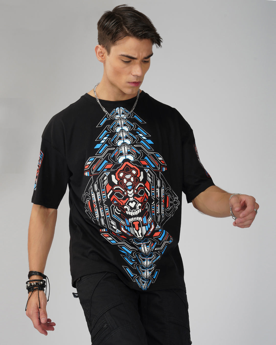 Cyberpunk Skull | UV Light Reactive & Glow In Dark | Oversized T