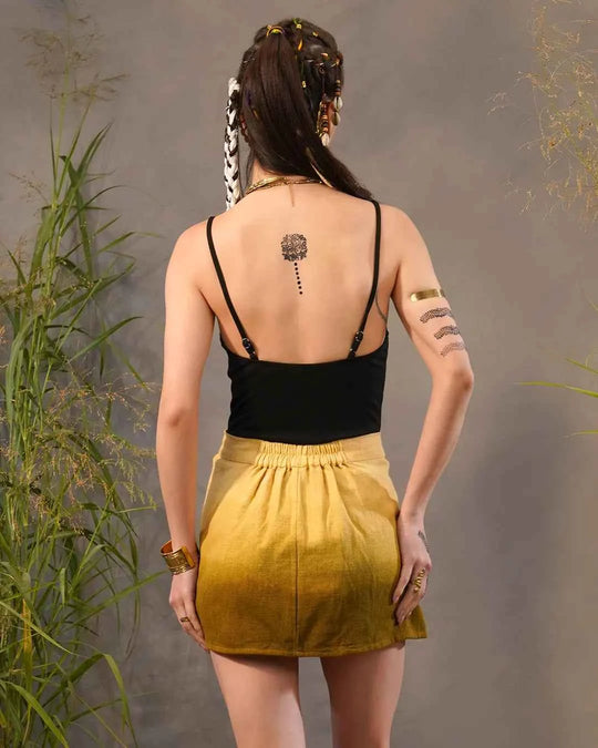 Uplifted Yellow &amp; Saddle Brown Jimi Tie-Dye Shorts