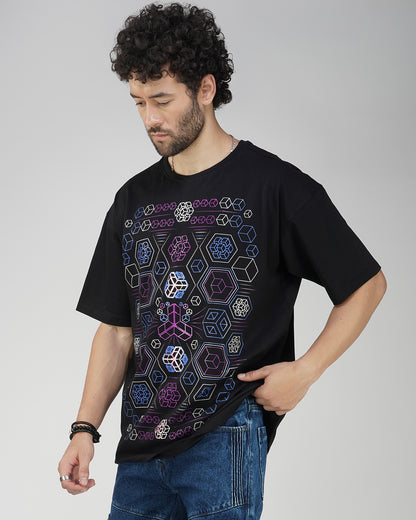Hexagon 0.2 | UV Light Reactive & Glow In Dark | Oversized T-Shirt