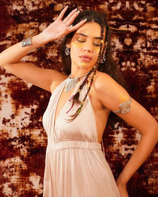 Sand Beige Open Back Jumpsuit