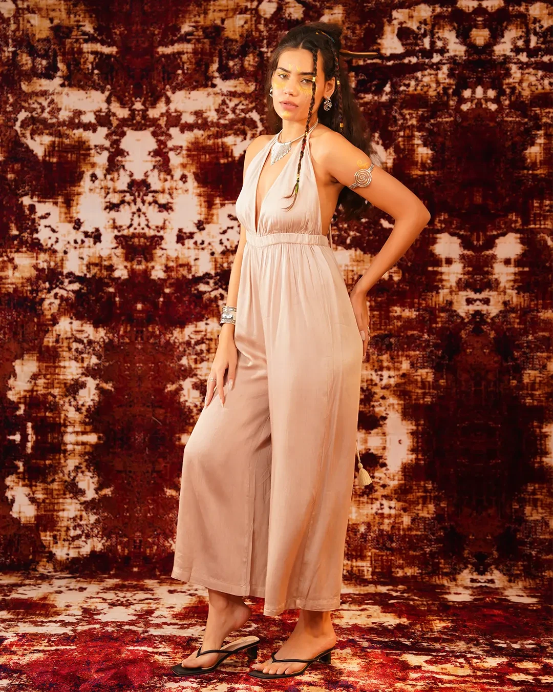 Sand Beige Open Back Jumpsuit