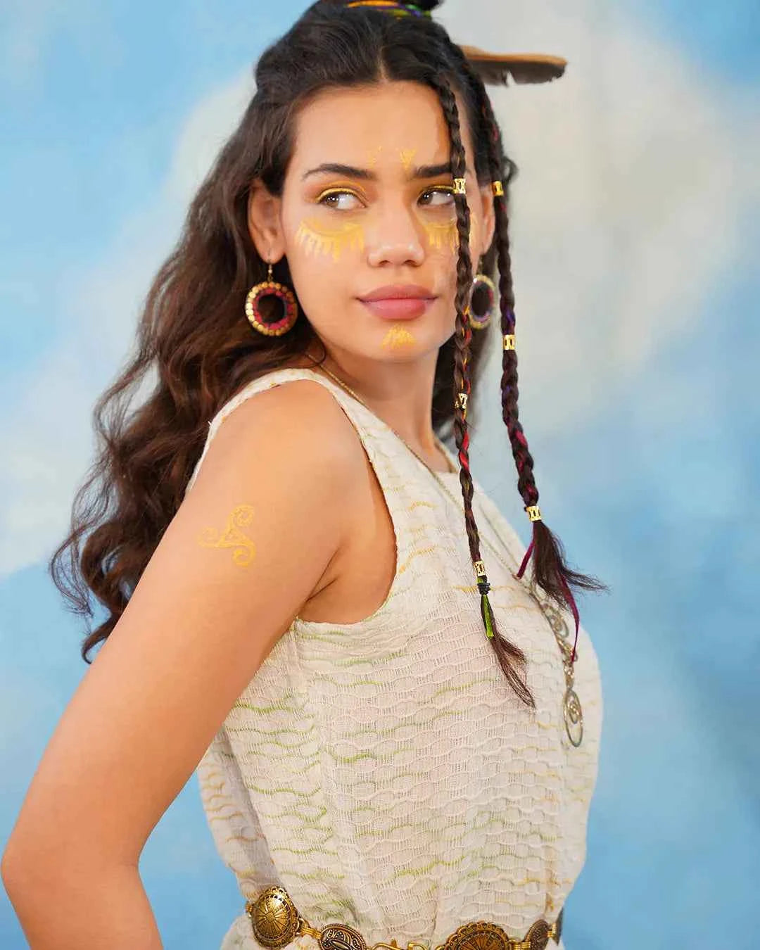 Green &amp; White Stripe Shasha Sleeveless Slit Midi Dress