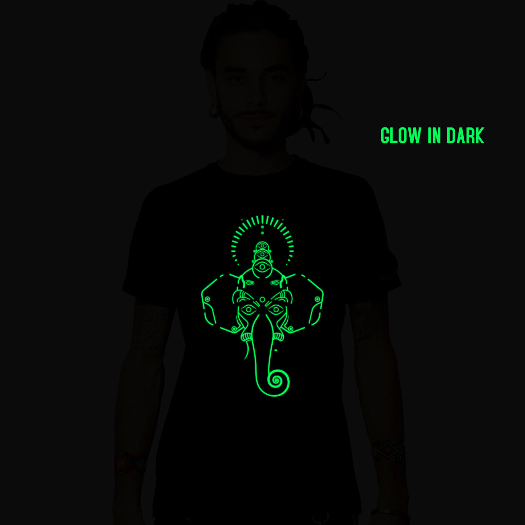 Cyber Ganesha 0.1 UV Light Reactive & Glow in the Dark T-Shirt