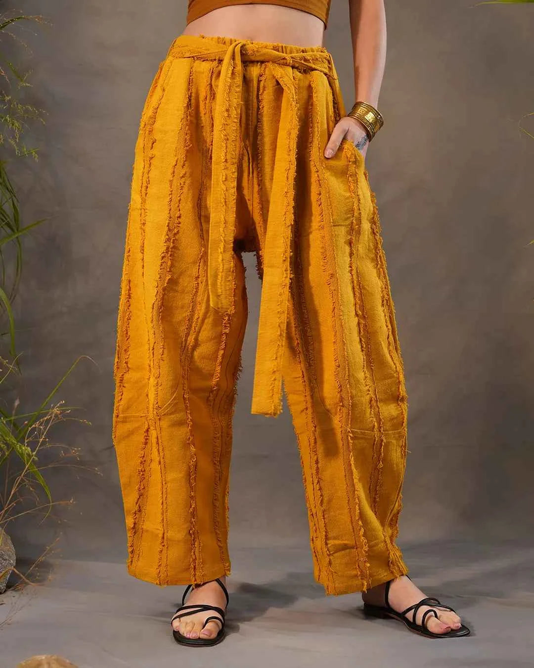 Unisex Jute Cotton Mustard Kattar Trouser