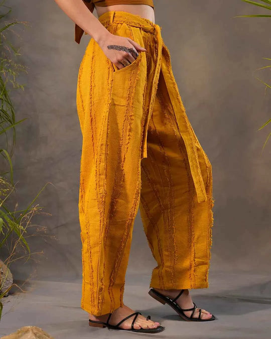 Unisex Jute Cotton Mustard Kattar Trouser