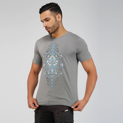T-shirt Cyberpunk Skull Grey UV Reactive Plus Glow in Dark