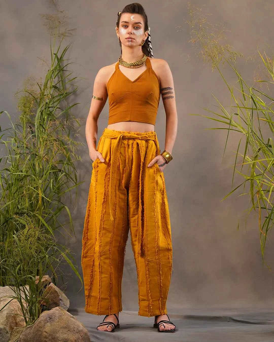 Unisex Jute Cotton Mustard Kattar Trouser