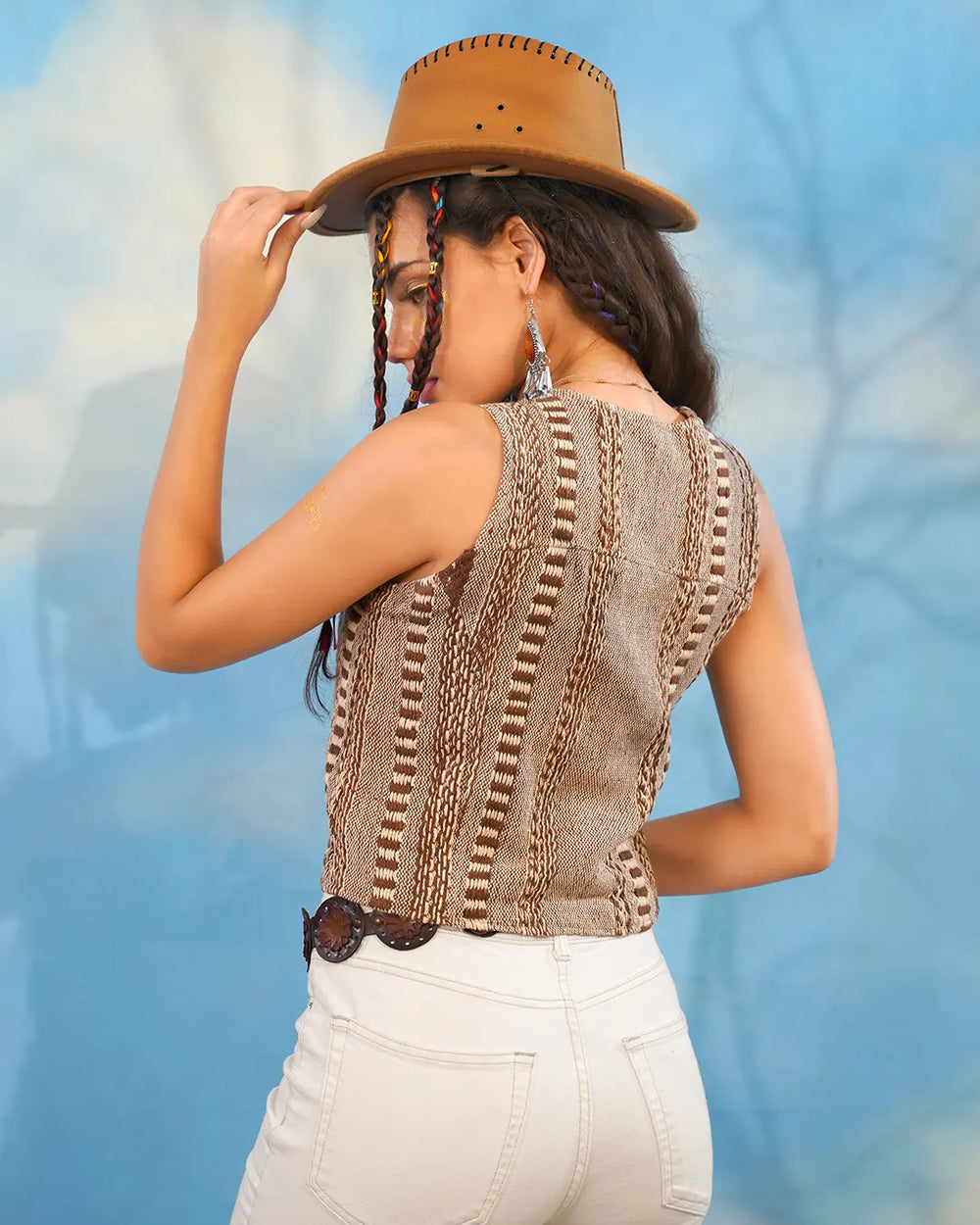 Striped Cotton Boho Vest Summer Top Women