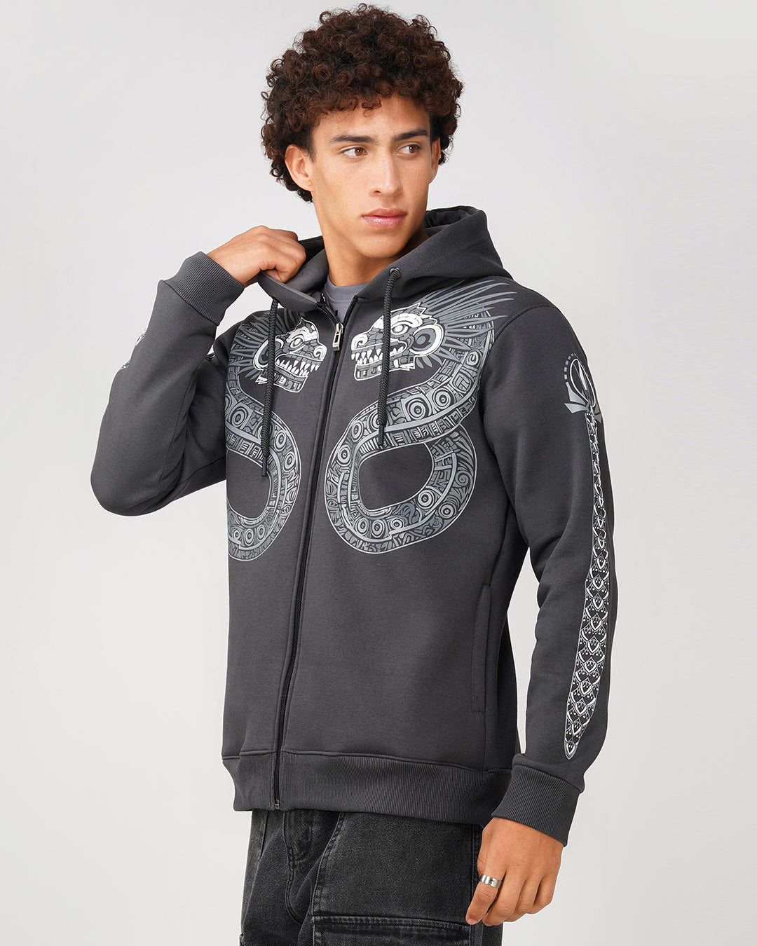 Felpa Bandana Octopus Bandana Hoodie Aztec Dragon Dark Grey Puff
