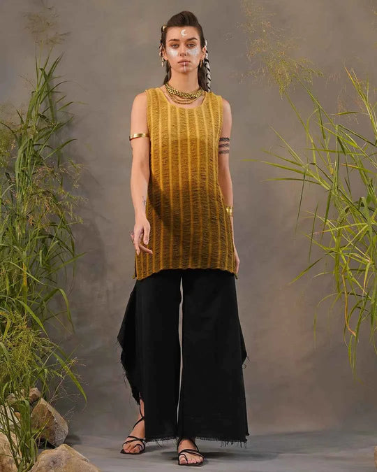 Uplifted Yellow &amp; Saddle Brown Jimi Vest Top