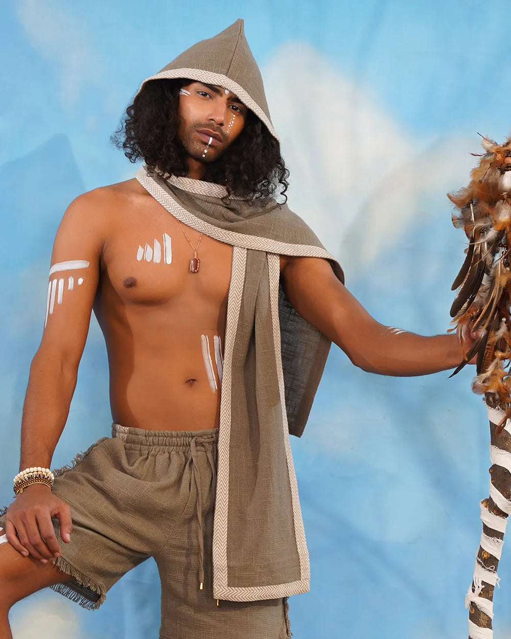 Men Loom Sandstone | Nomad Hooded Head Scarf