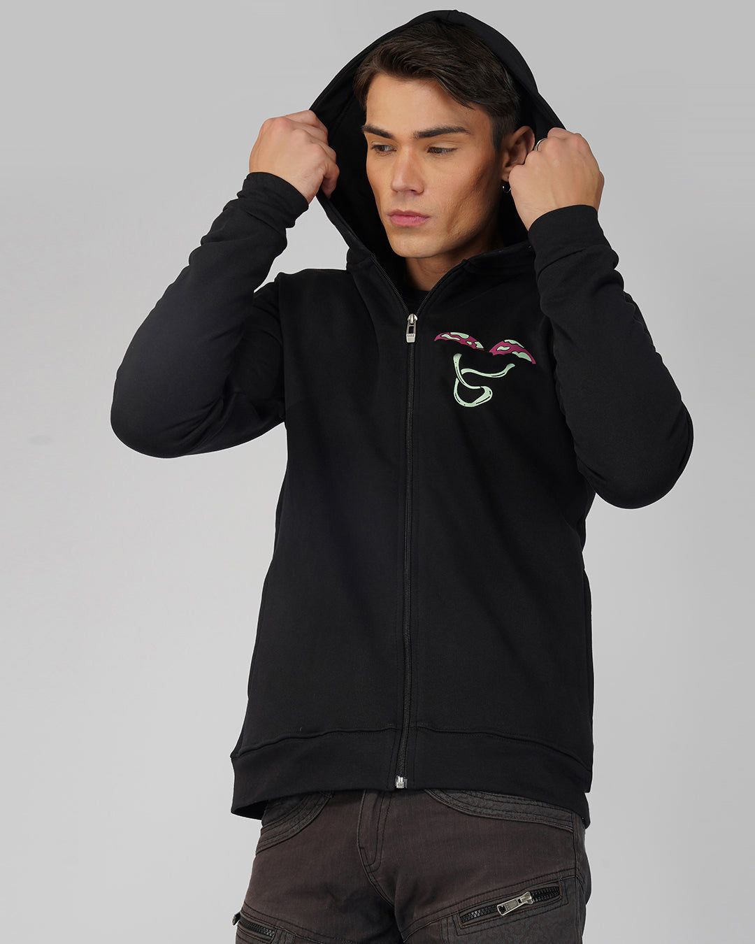 Babaji Trip | zip up Cotton Hoodie UV Light Reactive