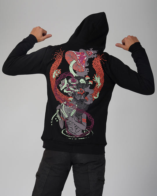 Babaji Trip | zip up Cotton Hoodie UV Light Reactive