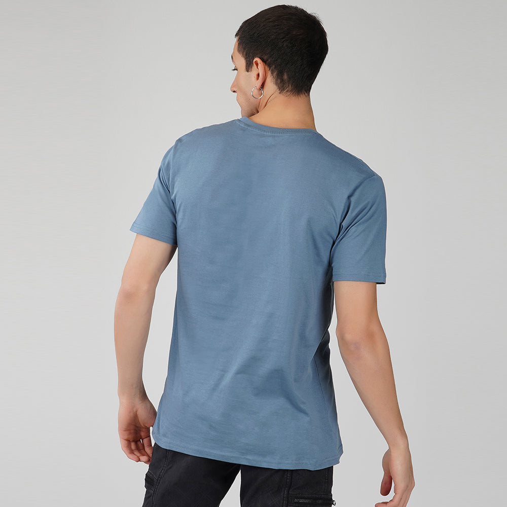 Triptamind Round Neck Half Sleeve Ocean Blue Color T-Shirt