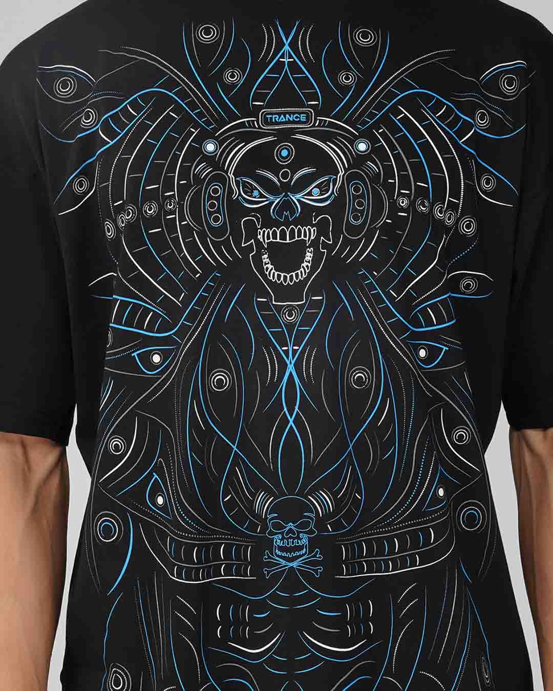 DJ Skull Trance | UV Light Reactive & Glow In Dark | Oversized T-Shirt