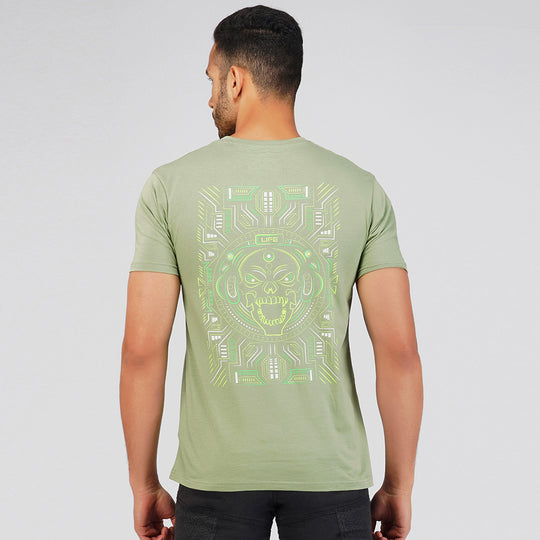 Dj Skull Spring Green UV Light Reactive Plus Glow in Dark T-Shirt