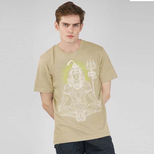 Shiva Power UV Light Reactive & Glow in the Dark Buff Color T-Shirt