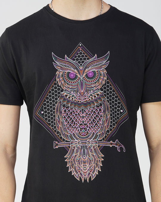 Owl Cotton Half Sleeve UV Plus Glow In Dark