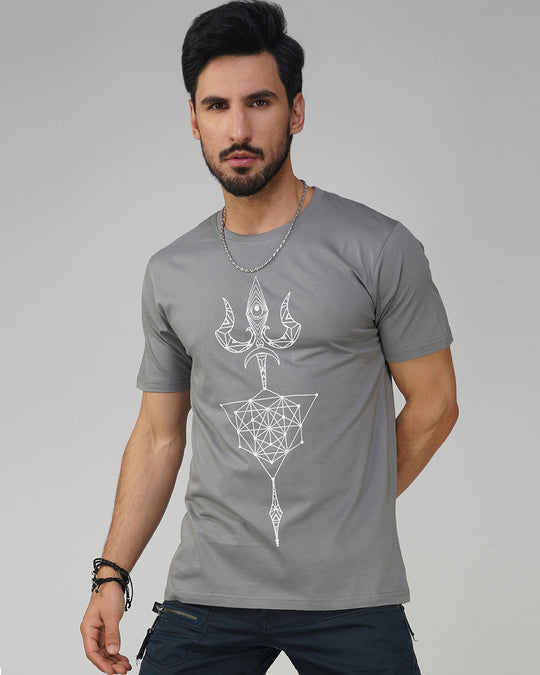 Sacred Trishul Grey UV Reactive Plus Glow in Dark T-Shirt