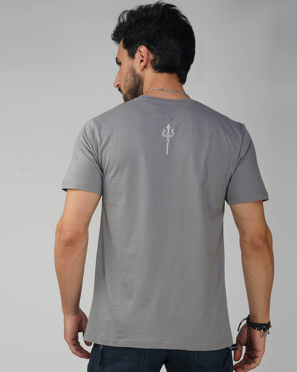 Sacred Trishul Grey UV Reactive Plus Glow in Dark T-Shirt