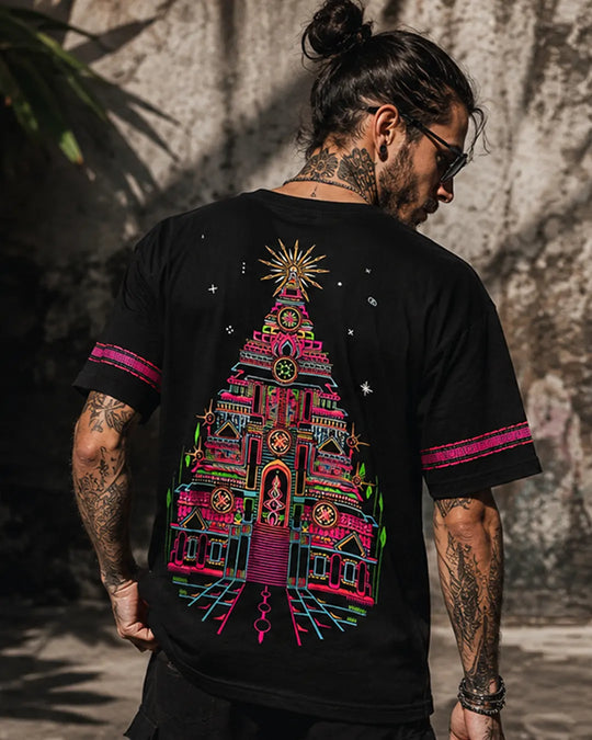 Temple | UV Light Reactive | Oversized Cotton T-Shirt
