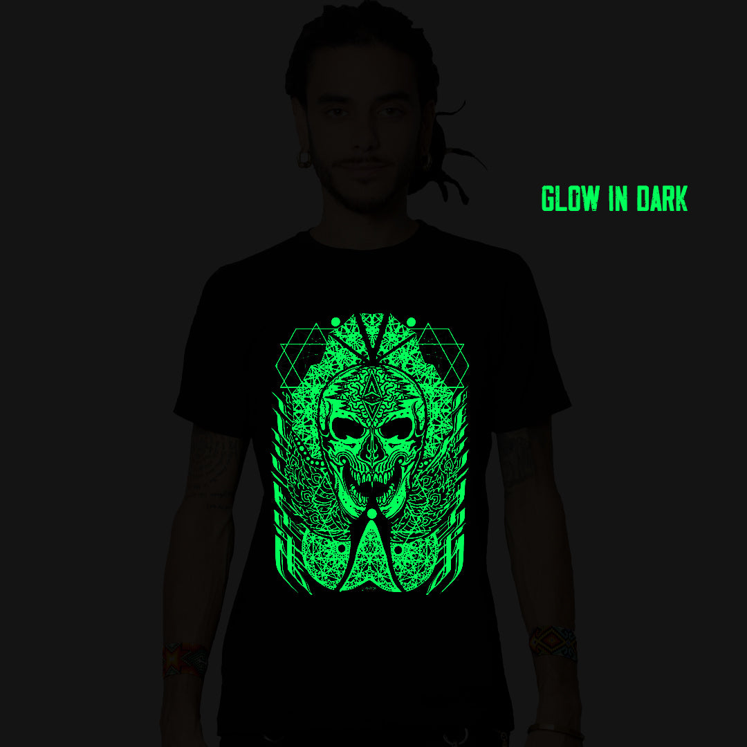 J Skull UV-licht reactief plus Glow in Dark T-shirt