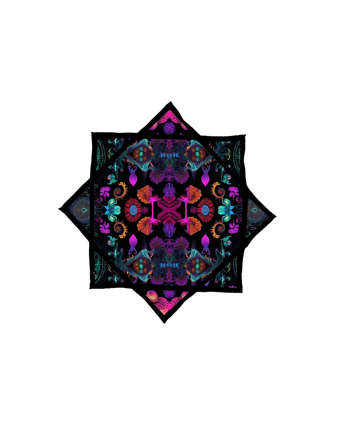 Colorful spining dapostar geometric pattern on a black background