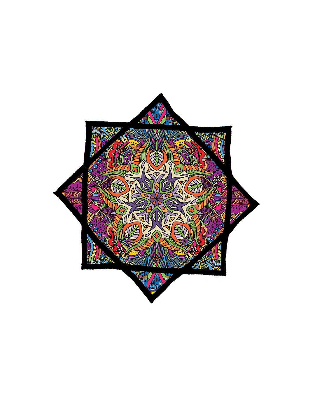 spining dapostar Colorful mandala design on a white background