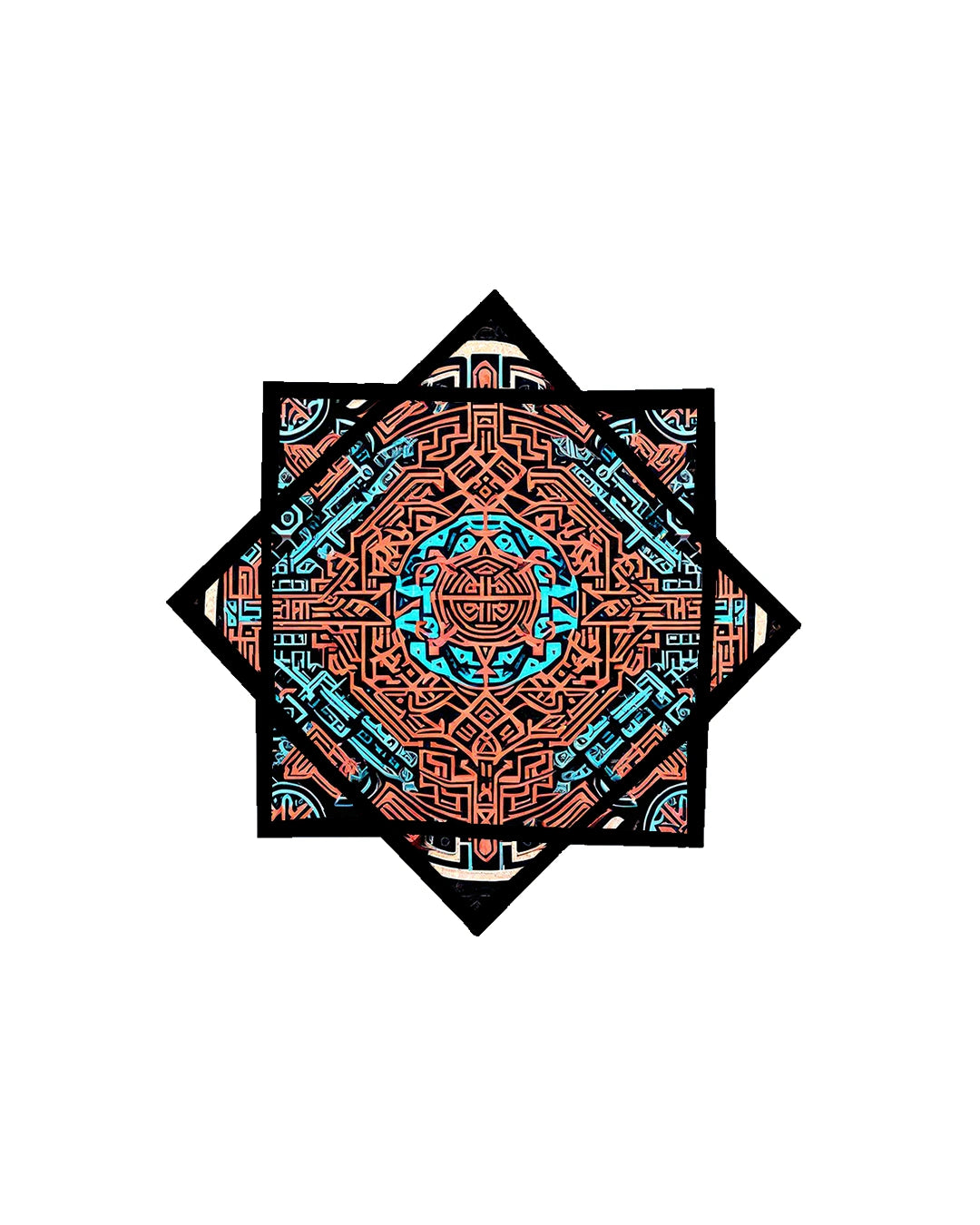 Decorative bandana with geometric pattern on a white background