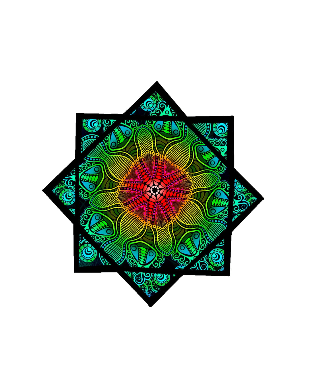 Colorful mandala design on a white background