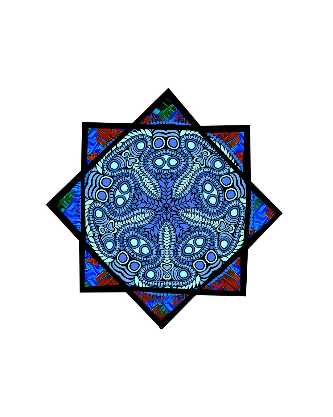 Decorative spining dapostar blue mandala design on a white background