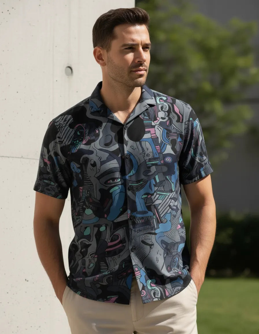 Faces Full Printed Relaxed Fit Shirt
