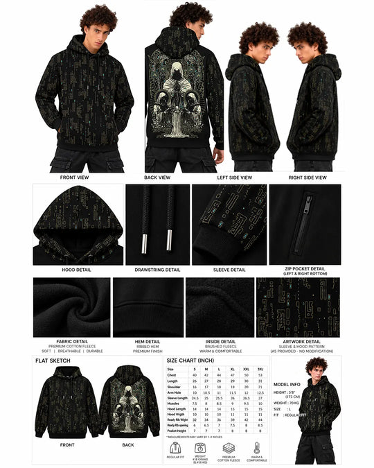 Sunmorning unisex pullover hoodie by Ultra Tribe featuring a drawstring hood, kangaroo pocket and ribbed cuffs.