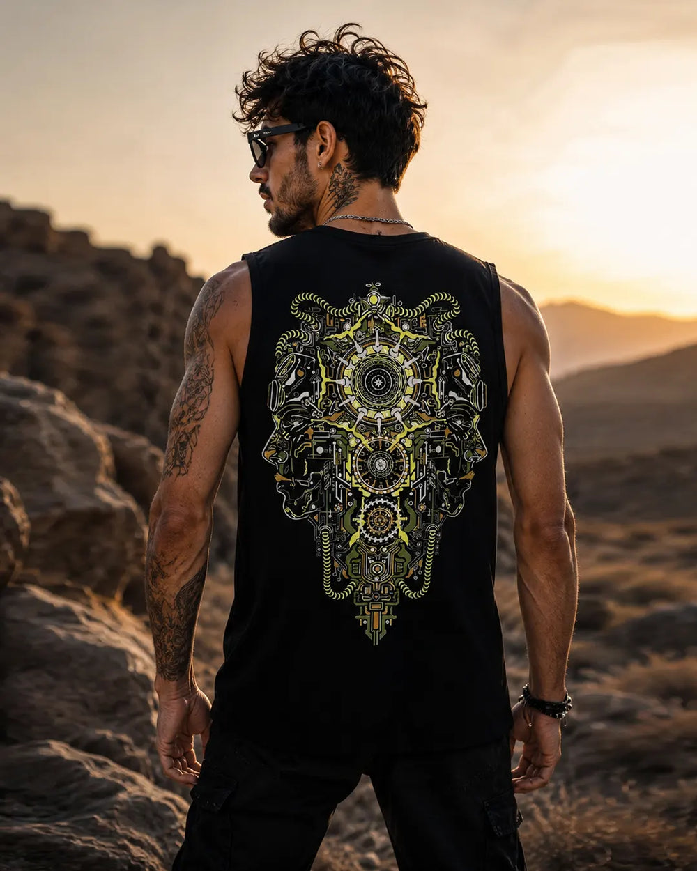 Mechanical Face | UV Light Reactive Tank Top