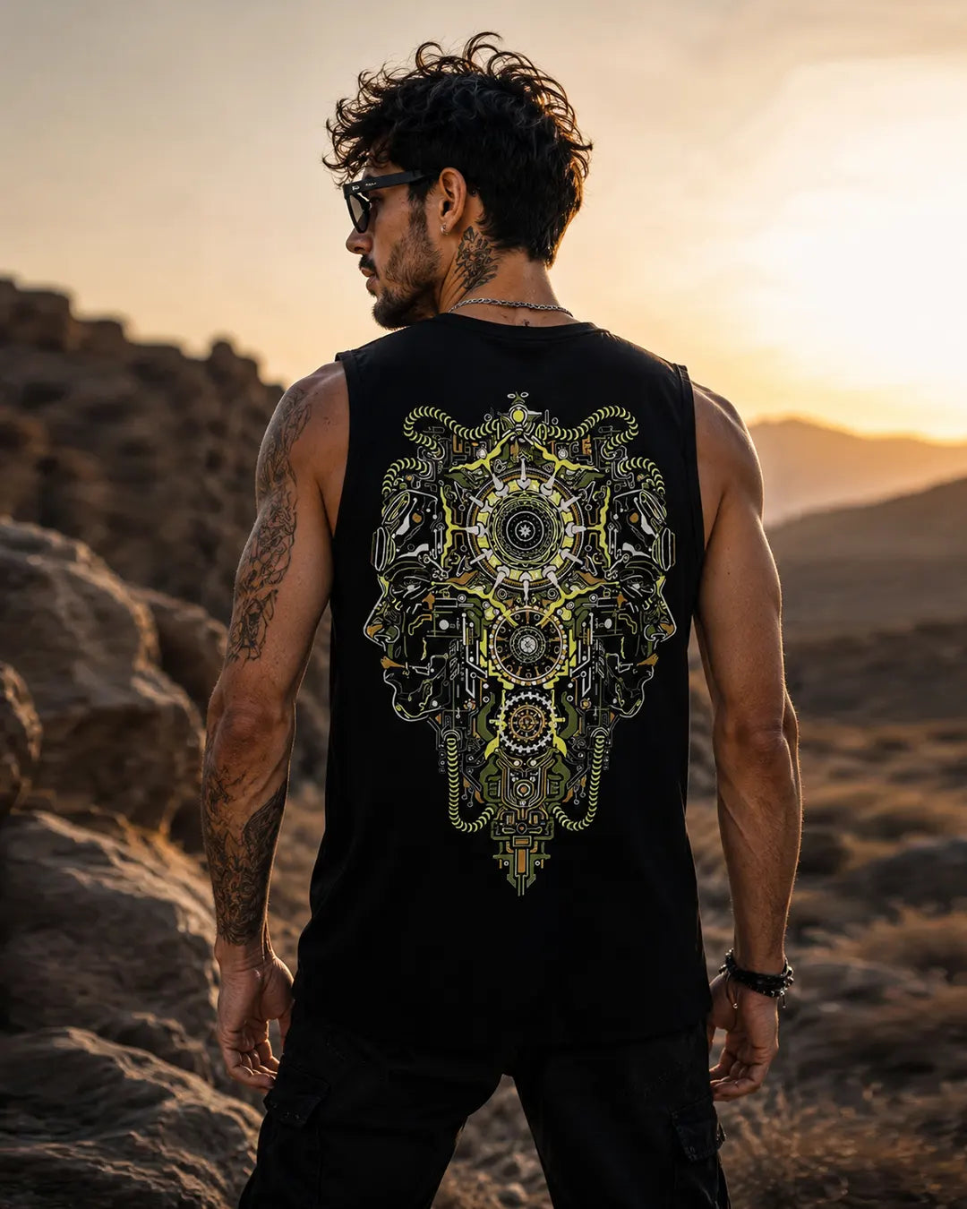 Mechanical Face | UV Light Reactive Tank Top