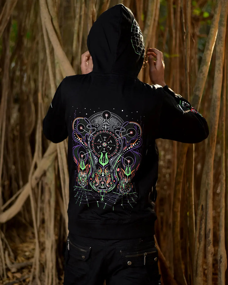 Spiritual Network Cotton Hoodie UV Reactive