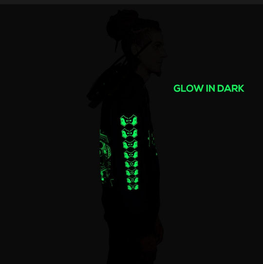 Damaru katoenen hoodie UV Plus Glow In Dark