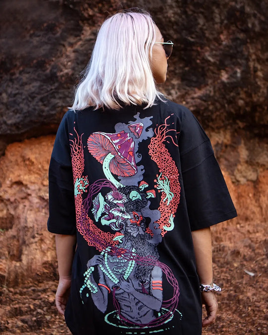 Babaji Trip | UV Light Reactive | Oversized Cotton T-Shirt