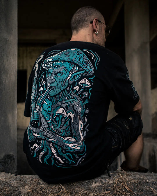 Shroom-man | UV Light Reactive | Oversized Cotton T-Shirt