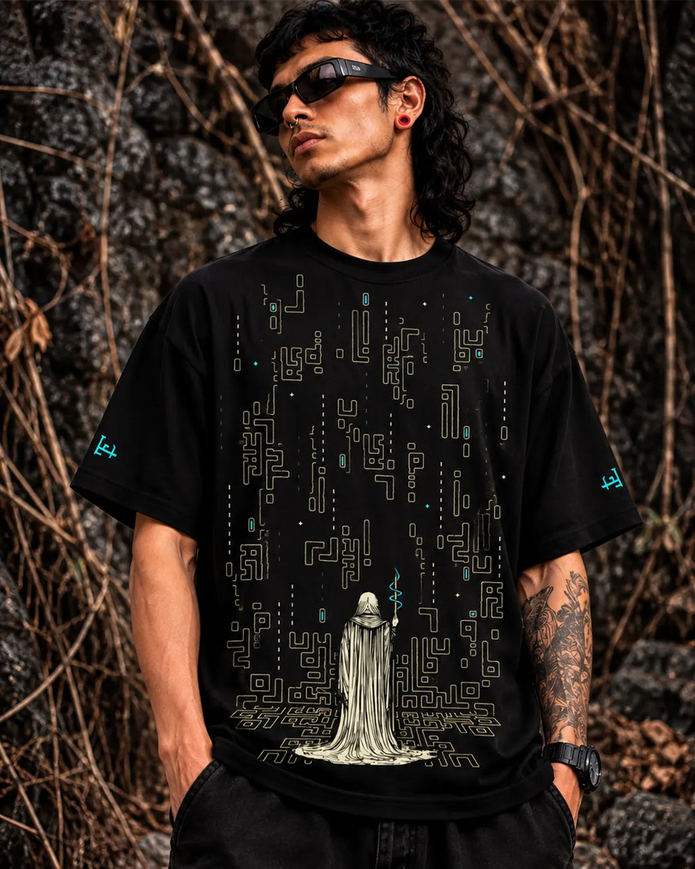 Sum-Morning UV Light Reactive Oversized T-Shirt by Ultra Tribe