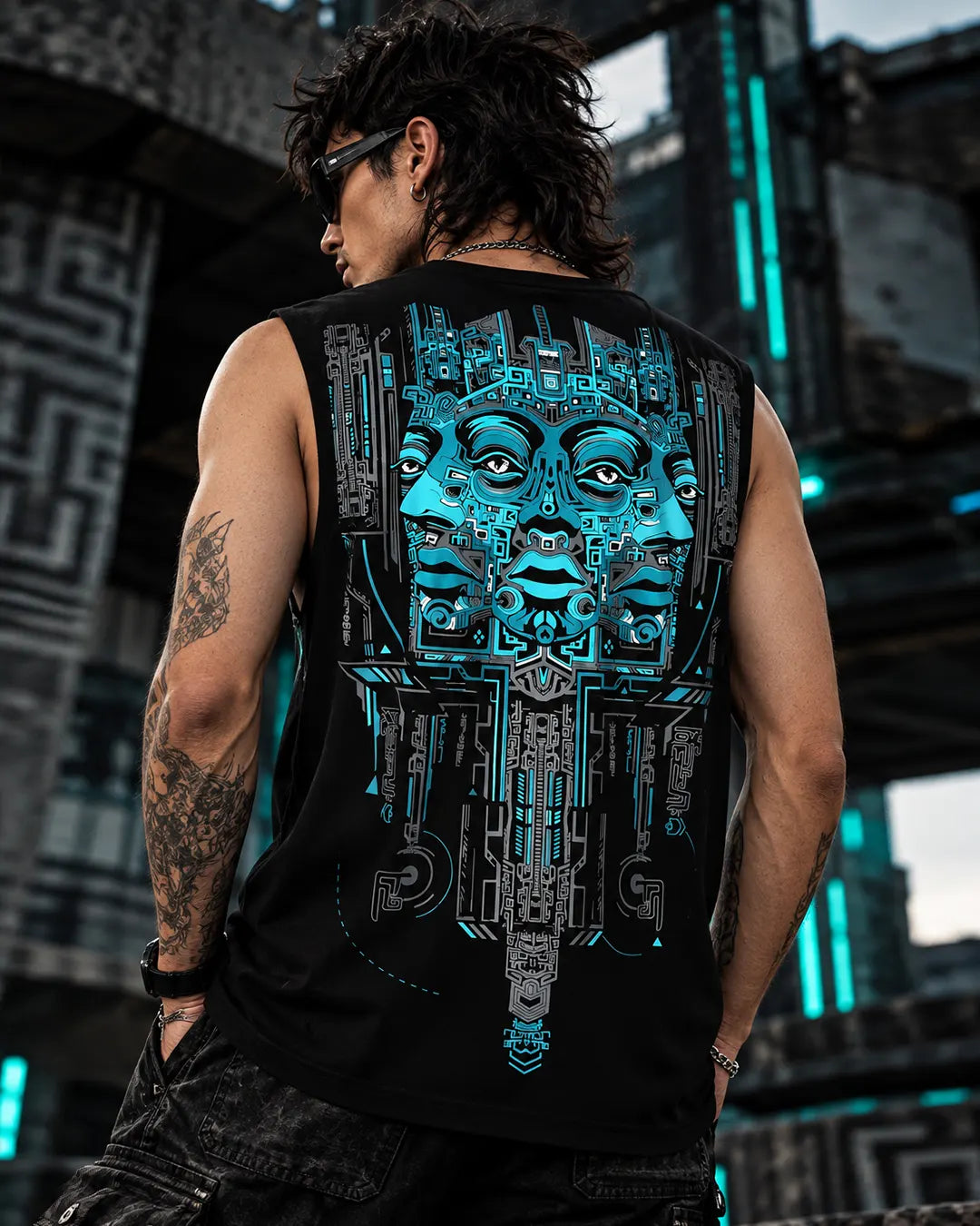 Ultra Tribe tank top featuring bold graphic prints and a relaxed sleeveless fit.