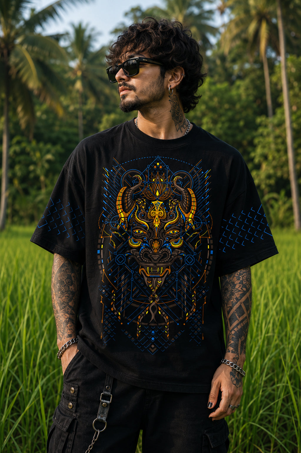 Kanina UV Light Reactive Oversized T-Shirt by Ultra Tribe