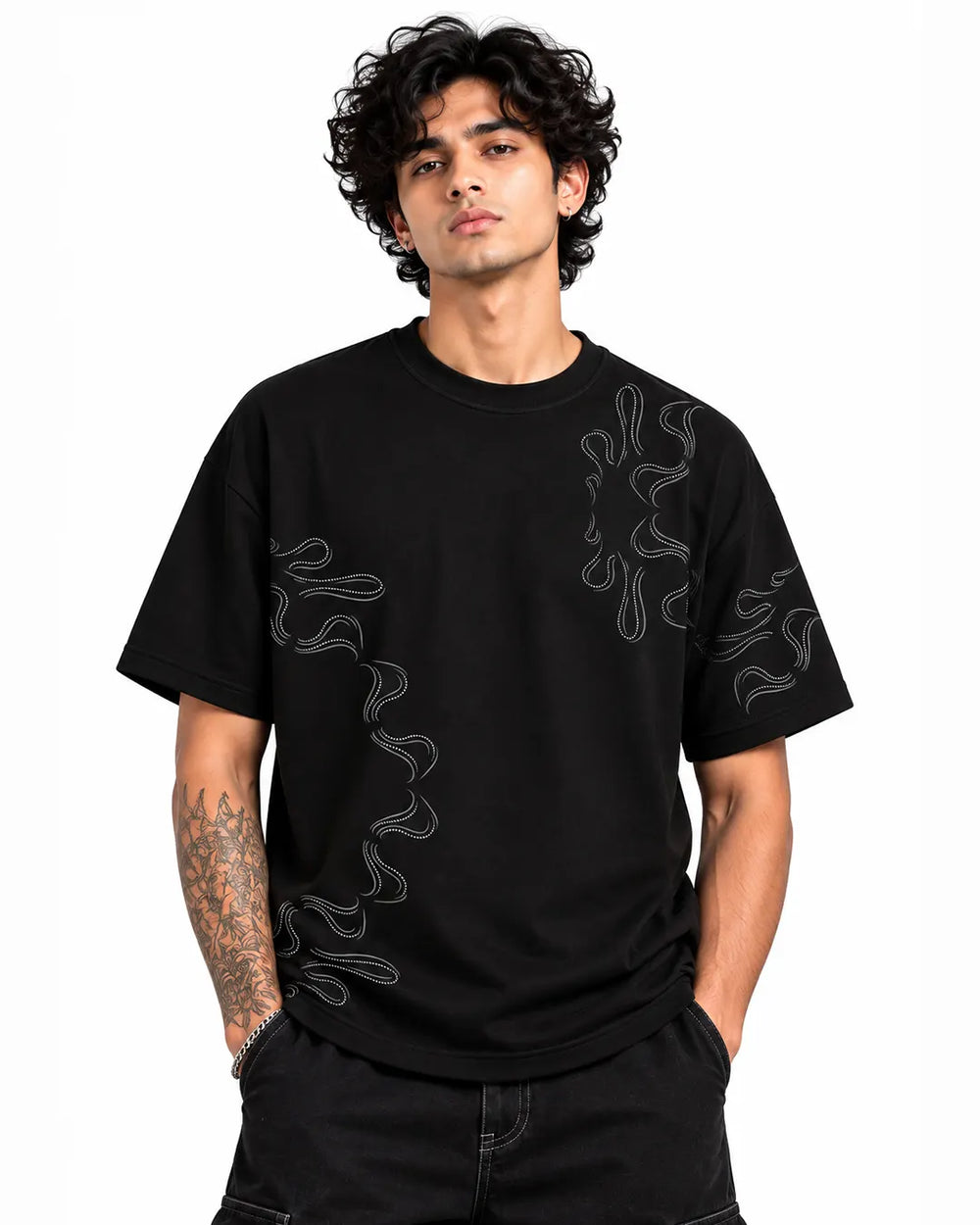Stellar Oasis glow-in-the-dark regular-fit T-shirt by Ultra Tribe featuring cosmic-inspired graphic artwork.