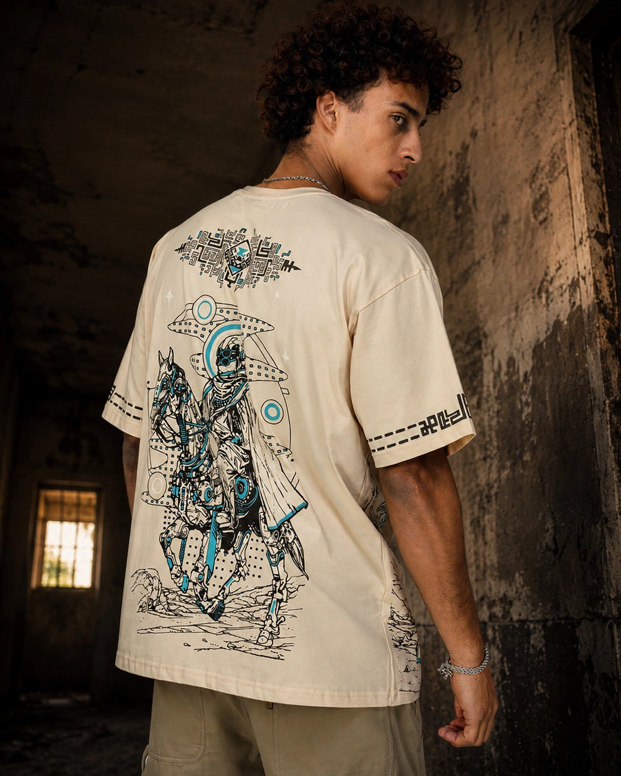 Bedouin | UV Light Reactive | Oversized Off-White Cotton T-Shirt