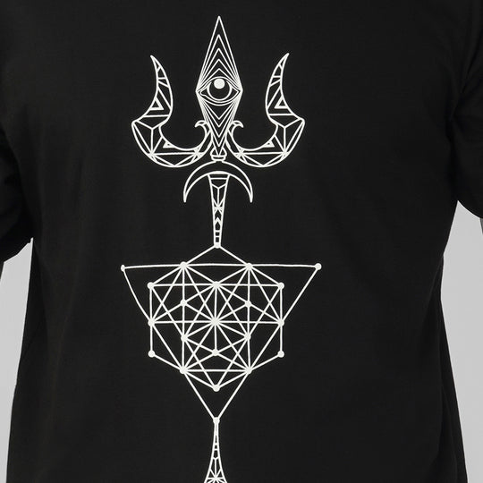 Heilige Trishul Glow In The Dark katoenen T-shirt